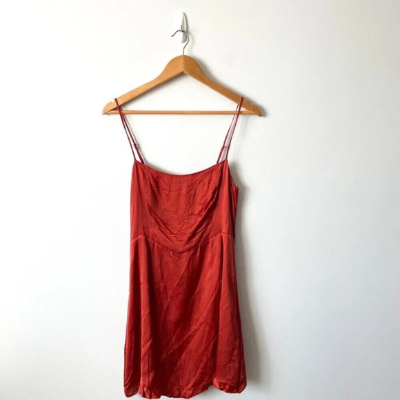 Aritzia Wilfred Skye Mini Dress Sinopia Rust Burnt Orange Red  Size 8 - Picture 5 of 11